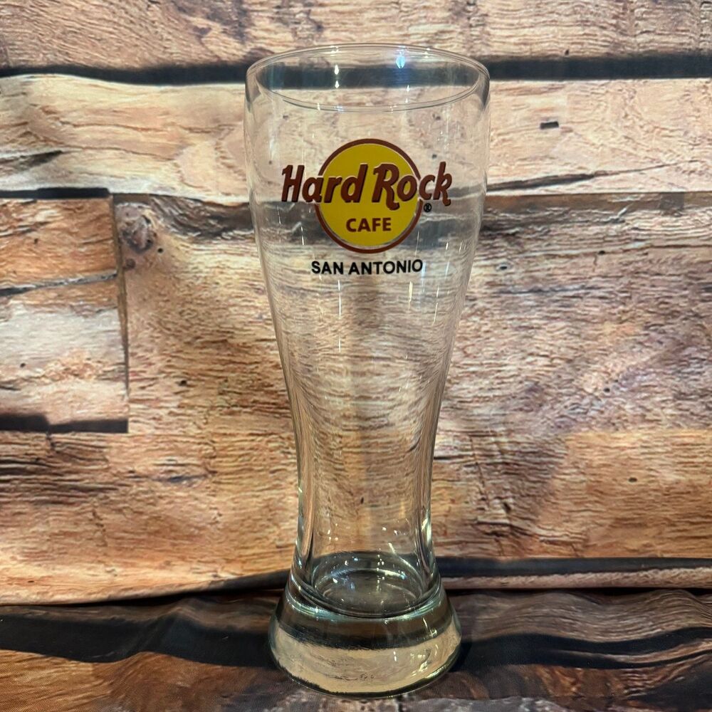 Hard Rock Cafe San Antonio Pilsner Beer Glass 8" Clear